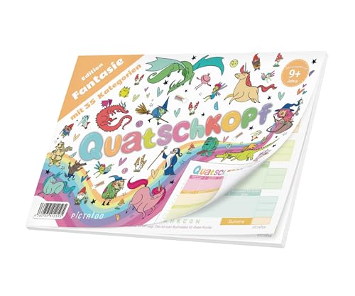 PICTALOO Quatschkopf Fantasie - magische Stadt Land Fluss Variante, großer Spielblock mit 35 witzigen und kreativen Kategorien zu zauberhaften Wesen, Reisespiel Erwachsene Kinder Junior ab, 9 Jahre PICTALOO Quatschkopf Fantasie - magische Stadt Land Fluss Variante, großer Spielblock mit 35 witzigen und kreativen Kategorien zu zauberhaften Wesen, Reisespiel Erwachsene Kinder Junior ab, 9 Jahre von PICTALOO
