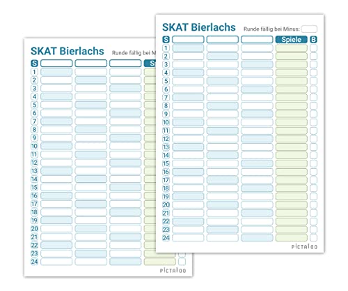 PICTALOO Skat Block DIN A5, gut lesbar und übersichtlich gestaltet, moderner Spielblock groß, auch für Senioren geeignet, Kartenspiel Skat Blöcke (2X Bierlachs 3er) von PICTALOO