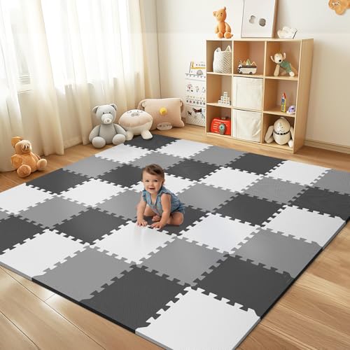 Baby-Spielmatte für Boden, Schaumstoff-Bodenfliesen für Kinder mit ineinandergreifenden Quadraten, Schaumstoff-Puzzle-Teppich für Spielzimmer, Krabbelteppich für Babys von 6–12 Monaten, Kleinkinder Baby-Spielmatte für Boden, Schaumstoff-Bodenfliesen für Kinder mit ineinandergreifenden Quadraten, Schaumstoff-Puzzle-Teppich für Spielzimmer, Krabbelteppich für Babys von 6–12 Monaten, Kleinkinder von PIGLOG