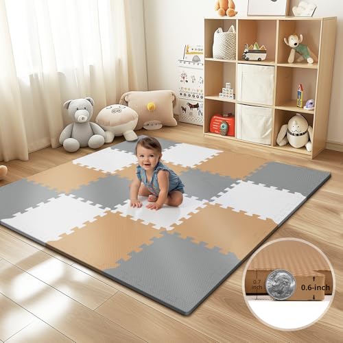 PIGLOG - Baby Spielmatte mit 16 Bodenfliesen, EVA-Schaumstoff-Spielmatte mit 1,5 cm dicken ineinandergreifenden Schaumstofffliesen, Schaumstofffliesen für Baby, Kleinkind, u PIGLOG - Baby Spielmatte mit 16 Bodenfliesen, EVA-Schaumstoff-Spielmatte mit 1,5 cm dicken ineinandergreifenden Schaumstofffliesen, Schaumstofffliesen für Baby, Kleinkind, u von PIGLOG