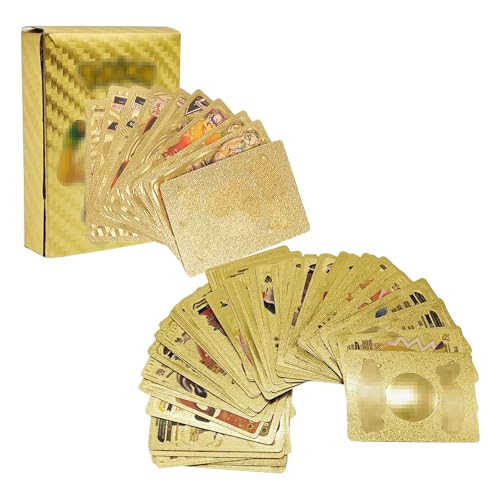 55pcs Gold Karten Seltene Gold Papier Karte VMAX Vstar Poke Card, 7VSTAR+29VMAX+16V+2GX+2GX+1PHASE, Kindergeschenk, Mit Kartenbox von PIIMNT