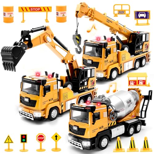 PIIMNT Baustellen Fahrzeuge Spielzeug Set,mit Mischwagen,Kran,Bagger Spielzeug Shih,Spielzeug Geschenk Jungen 3 4 5 6 Jahre PIIMNT Baustellen Fahrzeuge Spielzeug Set,mit Mischwagen,Kran,Bagger Spielzeug Shih,Spielzeug Geschenk Jungen 3 4 5 6 Jahre von PIIMNT