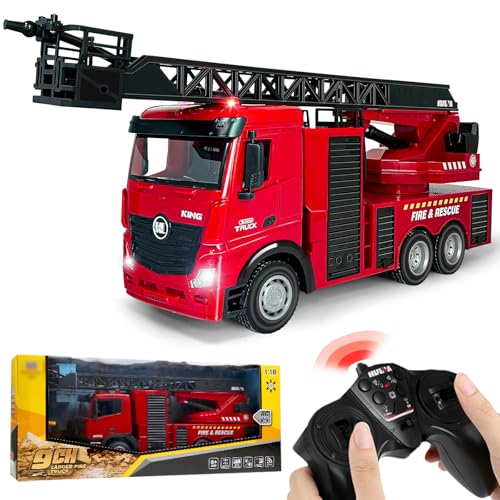 PIIMNT Feuerwehrauto Groß,1:18 Feuerwehr Spielzeug,Feuerwehr Auto Mit Leiter, Sound Und Licht,4 Radantrieb,Feuerwehrauto für ab 2 3 4 5 6 7 8 Jahre von PIIMNT