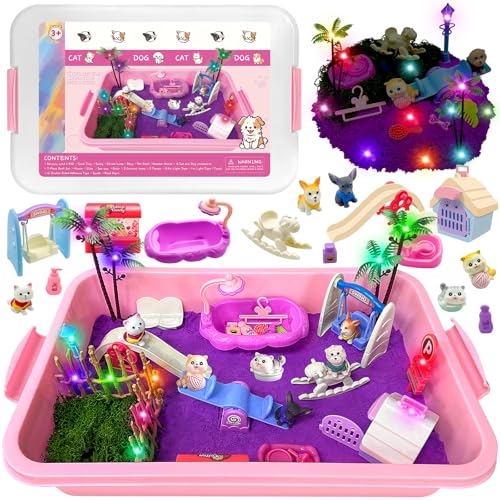 PIIMNT Kinetischer Spielzeug Sand,Set mit Lichtern, Katze und Hund Haustierpflege Spiel Playsets, Geburtstagsgeschenke für 3,4,5,6,7,8,9 10 Jahre Alt PIIMNT Kinetischer Spielzeug Sand,Set mit Lichtern, Katze und Hund Haustierpflege Spiel Playsets, Geburtstagsgeschenke für 3,4,5,6,7,8,9 10 Jahre Alt von PIIMNT