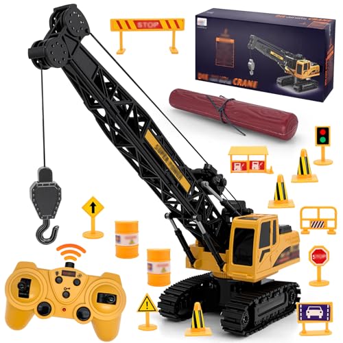 PIIMNT Kran Spielzeug,Spielzeug Kran mit Lichtern und Geräuschen,2.4G Ferngesteuerter Crane,Kinder Ferngesteuertes Auto ab 2 3 4 5jahre für Jungen von PIIMNT
