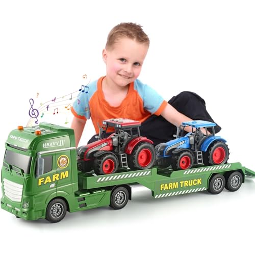 PIIMNT Traktor Spielzeug mit Anhänger,Großer Spielzeug Trecker mit Licht und Sound Auto Transporter,LKW Trecker Fahrzeuge für ab 3 4 5 6 7 8 Jahre PIIMNT Traktor Spielzeug mit Anhänger,Großer Spielzeug Trecker mit Licht und Sound Auto Transporter,LKW Trecker Fahrzeuge für ab 3 4 5 6 7 8 Jahre von PIIMNT