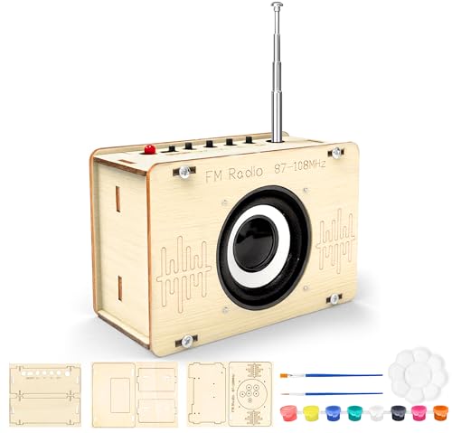 Radio Bausatz,Radio DIY Set,Holz Lautsprecher Bausatz,Lackierbares Spielzeug,Holz Experimente Wissenschaft für Kinder ab 8 9 10 11 12 von PIIMNT