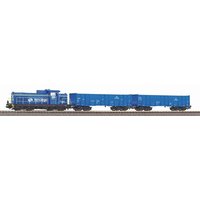 PIKO 97937 H0 Start-Set mit Bettung Güterzug Diesellok SM 42 mit 2 offenen Güterwagen, PKP Cargo, Ep. IV von PIKO