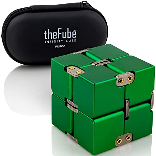 PILPOC theFube Infinity Cube Fidget Schreibtisch-Spielzeug – Hochwertiger Aluminium Unendlichkeitswürfel mit exklusivem Etui, robust, schwer, Stressabbau, Angstzustände und Stressabbau, für ADHS, TOC von PILPOC