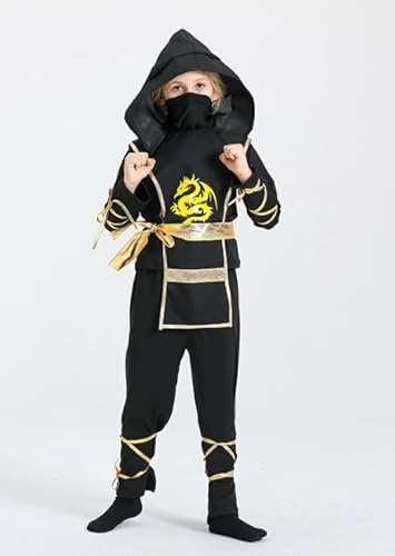 PILUZEAT Ninja Kostüm für jungen Kinder Mädchen Halloween Schwarz Royal Fasching Karneval Cosplay Maskerade Motto Familien Party Geburtstag Geschenk 5-14 jahre 100-140 CM PILUZEAT Ninja Kostüm für jungen Kinder Mädchen Halloween Schwarz Royal Fasching Karneval Cosplay Maskerade Motto Familien Party Geburtstag Geschenk 5-14 jahre 100-140 CM von PILUZEAT