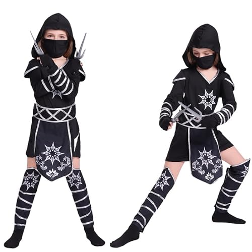 PILUZEAT Ninja Kostüm für jungen Kinder Mädchen Halloween Schwarz Royal Fasching Karneval Cosplay Maskerade Motto Familien Party Geburtstag Geschenk 5-14 jahre 110-150 CM PILUZEAT Ninja Kostüm für jungen Kinder Mädchen Halloween Schwarz Royal Fasching Karneval Cosplay Maskerade Motto Familien Party Geburtstag Geschenk 5-14 jahre 110-150 CM von PILUZEAT