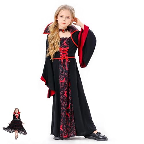 PILUZEAT Vampir Kostüm für Mädchen Kinder Halloween Königin Gothic Dracula Royal Kleid Horror Fasching Karneval Cosplay Maskerade Motto Familien Party Geburtstag Geschenk 5-14 jahre 110-150 CM PILUZEAT Vampir Kostüm für Mädchen Kinder Halloween Königin Gothic Dracula Royal Kleid Horror Fasching Karneval Cosplay Maskerade Motto Familien Party Geburtstag Geschenk 5-14 jahre 110-150 CM von PILUZEAT