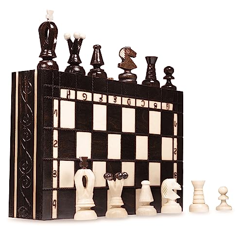 PINEEA Schachbrett Holz Hochwertig 31x31 cm - Schachspiel Klappbar - Handgemachtes Schach Brett und Figuren - Chess Board Set - Schachfiguren Groß für Kinder und Erwachsene - Schachset Spiel von PINEEA