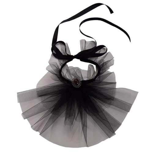 PINGSHI Boutique UK Abnehmbares Halsband aus schwarzem Netzstoff, Unisex-Spitzen-Choker-Halsbedeckung mit Lotusblatt-Design, Gothic-Jabot-Halskette, Kostüm-Accessoire PINGSHI Boutique UK Abnehmbares Halsband aus schwarzem Netzstoff, Unisex-Spitzen-Choker-Halsbedeckung mit Lotusblatt-Design, Gothic-Jabot-Halskette, Kostüm-Accessoire von PINGSHI Boutique UK