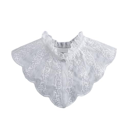 PINGSHI Boutique UK Bestickter Kunstkragen aus Holz mit Spitze und Stehkragen, abnehmbarer Kragen for Schutz vor Sonneneinstrahlung for Damen von PINGSHI Boutique UK