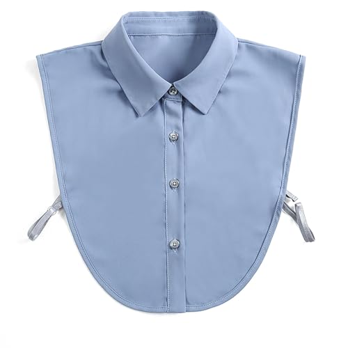 PINGSHI Boutique UK Chiffon-Spitzkragen, knitterfreies Hemdimitat for Damen, abnehmbarer professioneller Blusenkragen for Herbst und Winter(Bleu) von PINGSHI Boutique UK