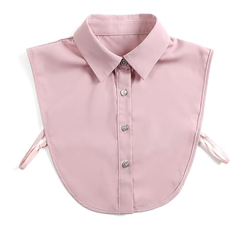PINGSHI Boutique UK Chiffon-Spitzkragen, knitterfreies Hemdimitat for Damen, abnehmbarer professioneller Blusenkragen for Herbst und Winter(Rose) von PINGSHI Boutique UK