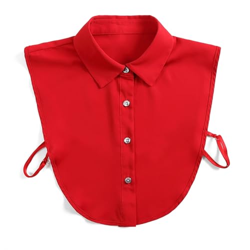 PINGSHI Boutique UK Chiffon-Spitzkragen, knitterfreies Hemdimitat for Damen, abnehmbarer professioneller Blusenkragen for Herbst und Winter(Rosso) von PINGSHI Boutique UK