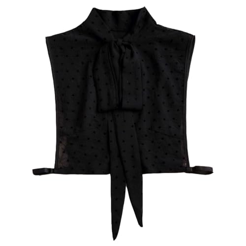PINGSHI Boutique UK Damen-Hemd mit Stehkragen, schwarze Bluse mit Aufdruck, Schleife und Schleife, vielseitiges, abnehmbares Oberteil mit Stehkragen von PINGSHI Boutique UK