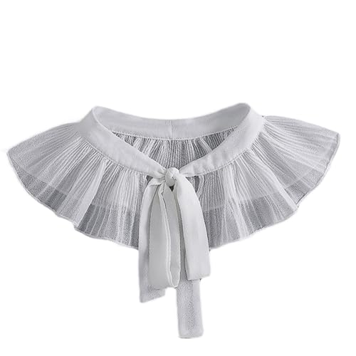 PINGSHI Boutique UK Damen Sommer Sonnenschutz Cape Fliege Kunstkragen Abnehmbarer Schal Leichte multifunktionale Überdeckung(Blanc) von PINGSHI Boutique UK