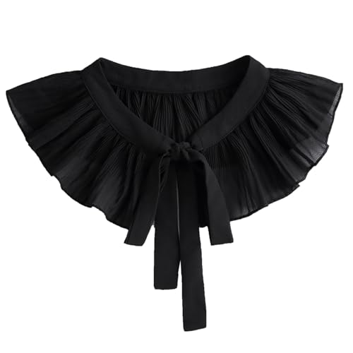 PINGSHI Boutique UK Damen Sommer Sonnenschutz Cape Fliege Kunstkragen Abnehmbarer Schal Leichte multifunktionale Überdeckung(Svart) von PINGSHI Boutique UK