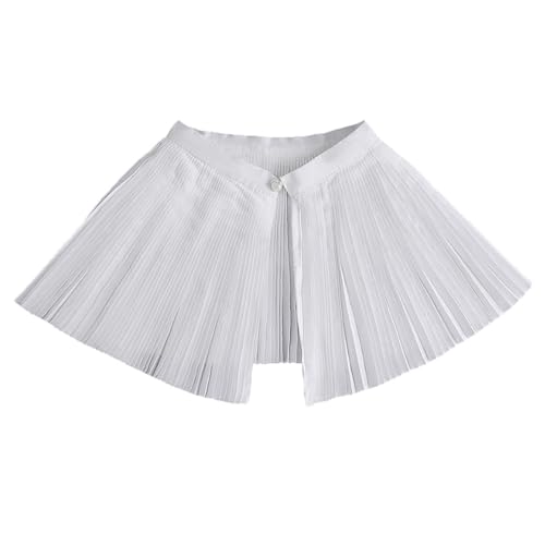 PINGSHI Boutique UK Damen-Sonnenschutzcape mit Akkordeonfalten, eleganter, fächerförmiger, abnehmbarer Kragen mit großem Revers, Sommerüberzug(Blanc) von PINGSHI Boutique UK