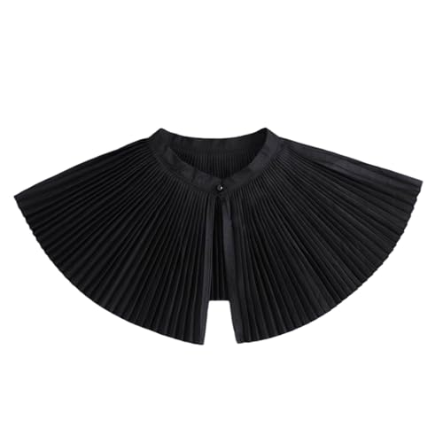 PINGSHI Boutique UK Damen-Sonnenschutzcape mit Akkordeonfalten, eleganter, fächerförmiger, abnehmbarer Kragen mit großem Revers, Sommerüberzug(Svart) von PINGSHI Boutique UK