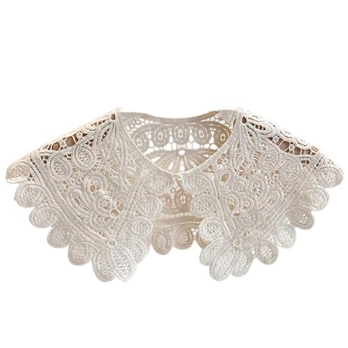 PINGSHI Boutique UK Handgefertigte gehäkelte Schalweste im Retro-Stil mit hohler Spitze, falscher Kragen, abnehmbarer Kragen, Blusenrock, Außendekoration(Apricot) von PINGSHI Boutique UK