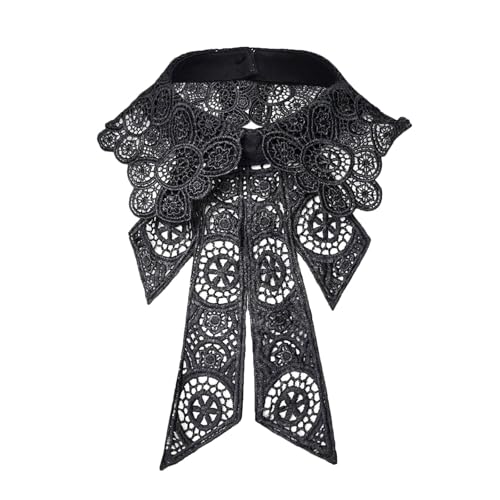 PINGSHI Boutique UK Künstlicher Kragen mit Spitze und Blumenmuster, abnehmbarer dicker Kragen, doppellagig, hohler Rand, schwarz-weißer Kragen for Blusen und Kleider(Svart) von PINGSHI Boutique UK