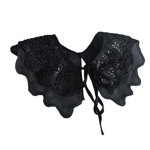 PINGSHI Boutique UK Paillettenbesetzter Stehkragen, Organza-bestickter Umhang, abnehmbarer dekorativer Kragen for Pullover und Röcke for Damen von PINGSHI Boutique UK