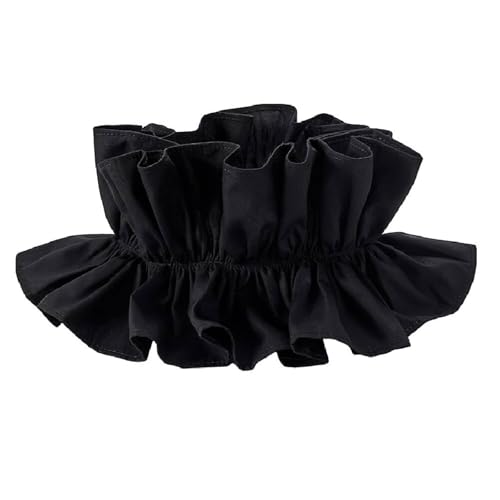PINGSHI Boutique UK Plissierter falscher Kragen, abnehmbare Rüschen-Halskrause for Cosplay, historische Outfits und den Alltag(Svart) von PINGSHI Boutique UK