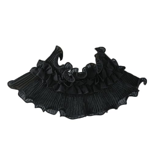 PINGSHI Boutique UK Schwarzer Sonnenschutzschal aus Netzspitze, abnehmbarer Stehkragen mit Nackenband, vielseitiger Sonnenschutzschal for Damen von PINGSHI Boutique UK