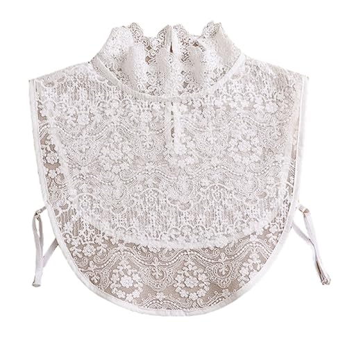PINGSHI Boutique UK Spitzenbesetzter Stehkragen for Damen, abnehmbarer Stehkragen for Tragen unter Pullovern, vielseitiger dünner Kunstkragen(Blanc) von PINGSHI Boutique UK