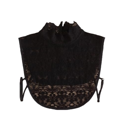 PINGSHI Boutique UK Spitzenbesetzter Stehkragen for Damen, abnehmbarer Stehkragen for Tragen unter Pullovern, vielseitiger dünner Kunstkragen(Svart) von PINGSHI Boutique UK