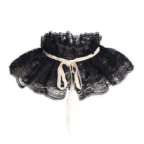 PINGSHI Boutique UK Spitzenkragen for Schnüren, abnehmbarer schwarzer Gothic-Kragen for Damen, Vintage-Kostüm-Accessoire for Maskerade von PINGSHI Boutique UK