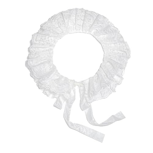 PINGSHI Boutique UK Stehkragen im Palast-Stil for Damen, Retro-Spitzenrüschen-Schalkragen, abnehmbares dekoratives Zubehör for Pullover(Blanc) von PINGSHI Boutique UK