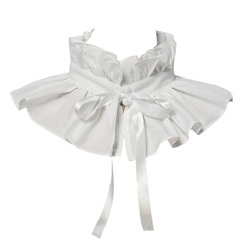 PINGSHI Boutique UK Viktorianischer Halskragen for Damen, abnehmbare, plissierte Rüschenhalskette – Renaissance-Kostümaccessoire mit Kunstschalkragen(Blanc) von PINGSHI Boutique UK