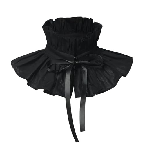 PINGSHI Boutique UK Viktorianischer Halskragen for Damen, abnehmbare, plissierte Rüschenhalskette – Renaissance-Kostümaccessoire mit Kunstschalkragen(Svart) von PINGSHI Boutique UK
