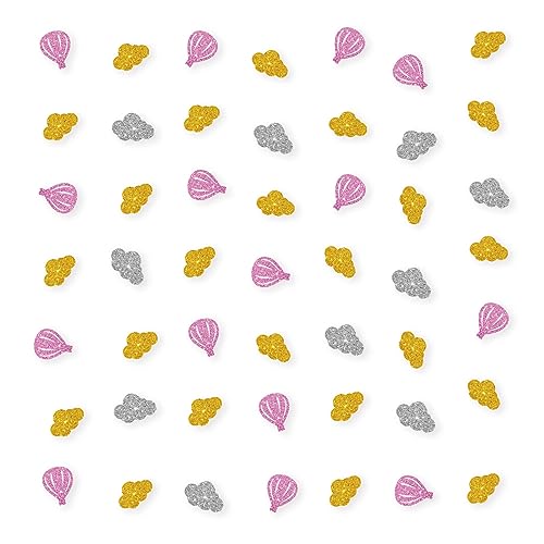100pcs Heißluftballon Konfetti, Rosa Glitzer Wolke und Heißluftballon Tischdekoration, 1. Geburtstag Papier Streuung für Mädchen Geburtstag, Babyparty, Reise Party Tischdekoration von PINKAAJ