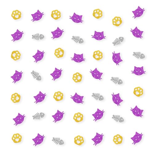 Set mit 100 Katzen- und Pfoten-Konfetti, bunte Glitzer-Tischdekorationen für Kätzchen-Themen-Geburtstag, Tisch-Konfetti, Haustier-Thema, Geburtstag/Babyparty, Tischstreudekoration von PINKAAJ