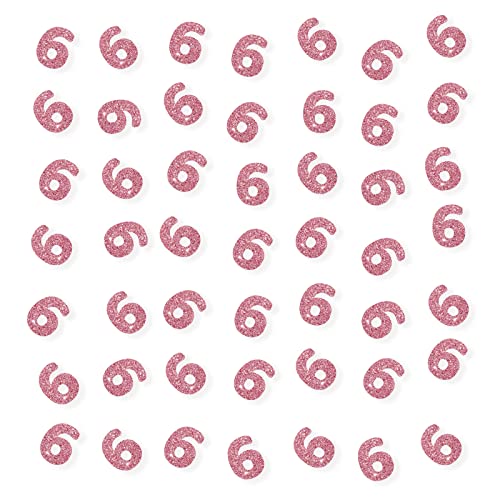 Set mit 100 Konfetti, Zahl 6, rosa Glitzer 6, Papierstreuung, 6. Geburtstag, Party-Konfetti, sechs Kuchendekoration, Happy 6th Anniversary Party Dekor von PINKAAJ