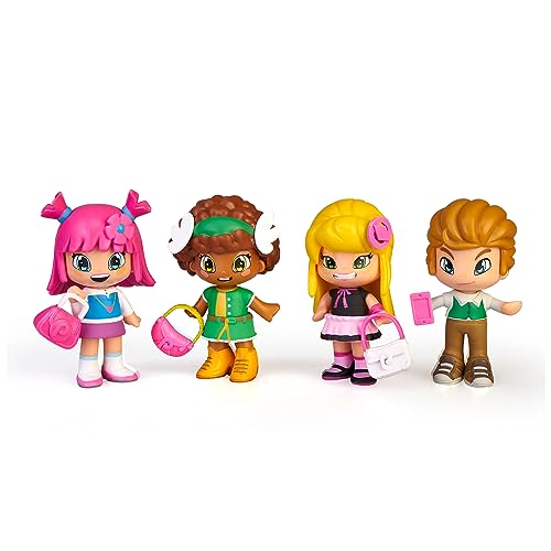 Pinypon - Friends Set, Packung mit 4 Figuren, Puppen aus der Serie, Michelle, Tasha, Julia und Will, mit 2 Zubehör, für Jungen und Mädchen ab 4 Jahren, PINY Institute of New York, Berühmt (PNP02000) von Pinypon