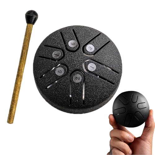 PIOREX Buddha Stones Mini Steel Tongue Drum, Mini Handpan Drum, Schwarz, 3 inch, 6 note, für Meditation PIOREX Buddha Stones Mini Steel Tongue Drum, Mini Handpan Drum, Schwarz, 3 inch, 6 note, für Meditation von PIOREX