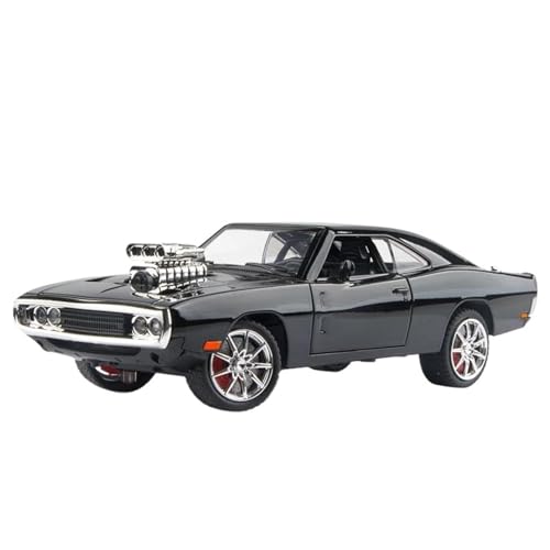 Druckgussfahrzeuge Motorfahrzeuge 1/24 ＦＯＲCharger 1970 American Super Muscle Car Alloy Diecast Model Light Simulation Vehicle Fertiges Modellauto (Size : Black) von PIPJLCGE