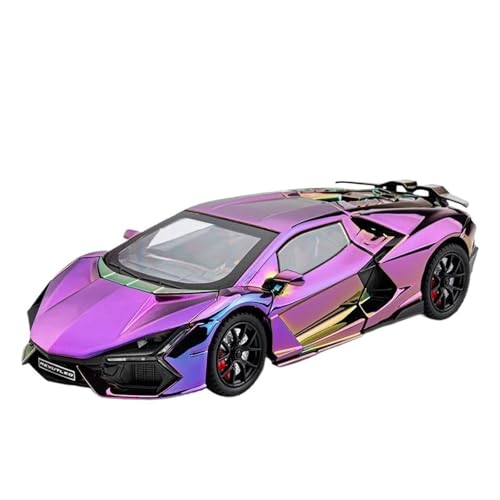 Druckgussfahrzeuge Motorfahrzeuge 1/24 for Lamborghini Revuelto Mini Statische Skala Legierung Druckguss Automodell Bücherregal Ornamente Sammlung Fertiges Modellauto(Purple) von PIPJLCGE