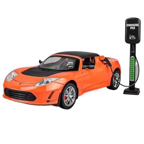 Druckgussfahrzeuge Motorfahrzeuge 1:24 Simulationsautomodell Aus Zinklegierung Aus Druckguss, Geeignet for Sammlung Und Ausstellung for Tesla Roadster Fertiges Modellauto(Orange) von PIPJLCGE