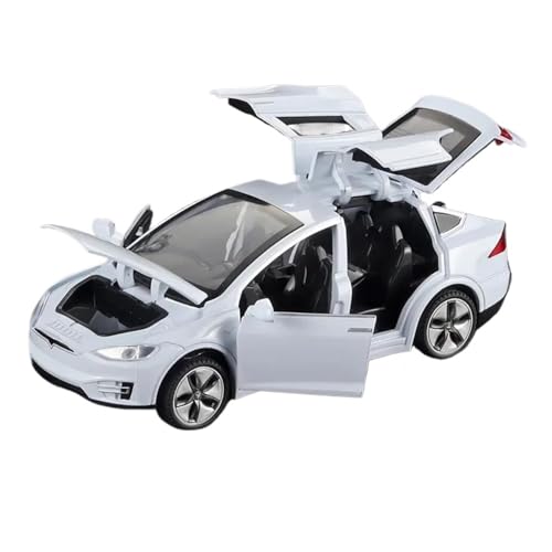 Druckgussfahrzeuge Motorfahrzeuge 1:32 for Tesla Model X Mini-Simulation Statische Legierung Druckguss Home Modell Auto Kreative Ornamente Fertiges Modellauto(White) von PIPJLCGE