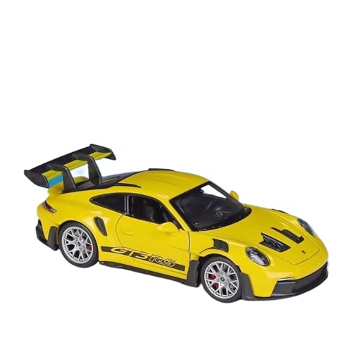 PIPJLCGE Druckgussfahrzeuge Motorfahrzeuge 1:24 for Porsche 911 GT3 RS Statische Mini-Simulation Legierung Metall Automodell Wohnzimmer Dekoration Fertiges Modellauto(Yellow) von PIPJLCGE