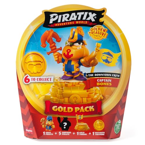 PIRATIX ADVENTURE WORLD Serie Golden Treasure – Gold Pack, The Rebels Crew. Enthält 5 Piratix Überraschung, 1 exklusiver Schatz, 1 Exklusive Flagge, 1 Podium, 6 Zubehörteile und Captain Golden Ollie PIRATIX ADVENTURE WORLD Serie Golden Treasure – Gold Pack, The Rebels Crew. Enthält 5 Piratix Überraschung, 1 exklusiver Schatz, 1 Exklusive Flagge, 1 Podium, 6 Zubehörteile und Captain Golden Ollie von PIRATIX ADVENTURE WORLD
