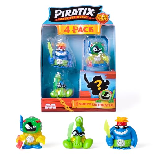 PIRATIX ADVENTURE WORLD Serie Shark Treasure, 4 Stück, enthält 4 Piratix, 1 "Glas" und 1 Überraschung und 4 "Kristall-Zubehör" PIRATIX ADVENTURE WORLD Serie Shark Treasure, 4 Stück, enthält 4 Piratix, 1 "Glas" und 1 Überraschung und 4 "Kristall-Zubehör" von PIRATIX ADVENTURE WORLD